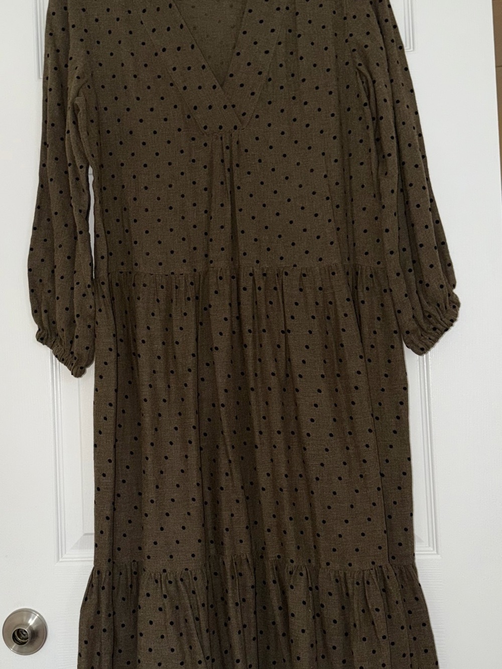 Zara Olive Green Polka Dot Maxi Dress